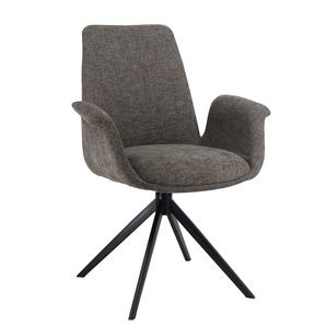 Arvik Spisebordsstol - Grå/Brun Stof m. 180 drejefunktion
