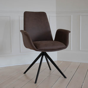Arvik Spisebordsstol m. 180 gr. drejefod - Brun mikrofiber