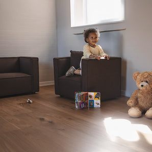 Elias Børnestol 60 cm - Brun Stof