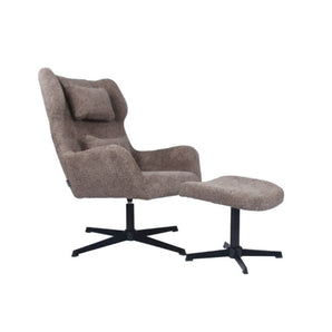 Elvin Loungestol med fodskammel - Grå Boucle