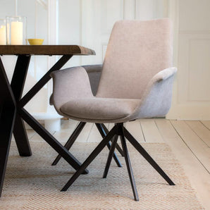 Arvik Spisebordsstol - Beige Stof m. 180 drejefunktion