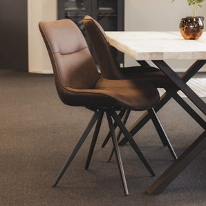 Elin Spisebordsstol - Mørkebrun Microfiber med drejefunktion