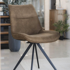 Elin Spisebordsstol - Grå/brun Microfiber med drejefunktion