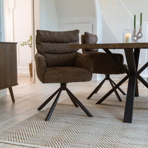 Vienna Spisebordsstol med drejefunktion - Brun Stof