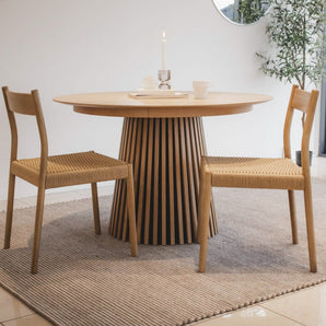 Måne Lamel Spisebord M.Tillægsplader - Natur Eg Ø120-165-210 cm