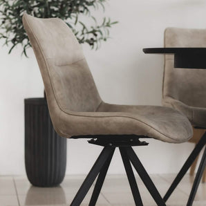 Elin Spisebordsstol - Beige Microfiber med drejefunktion