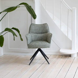 Selbu Spisebordsstol i Grøn Bouclé m. Sorte metal ben