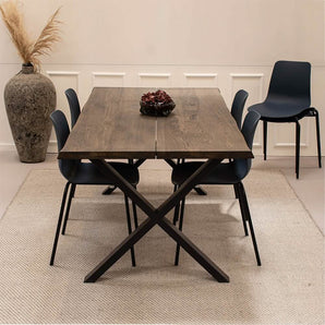 Karlo Spisebordsstol - Blå med sorte ben