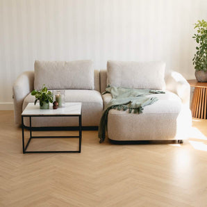 Nolio Modulsofa 220 cm - Beige Bouclé inkl. puf