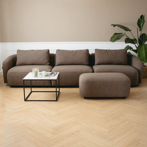 Nolio Modulsofa - Brun Bouclé inkl. puf - 315 cm