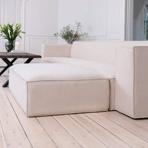 Ollie Sofa - Lys bredriflet fløjl, 280 cm