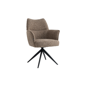 Selbu Spisebordsstol i Brun Bouclé m. Sorte metal ben