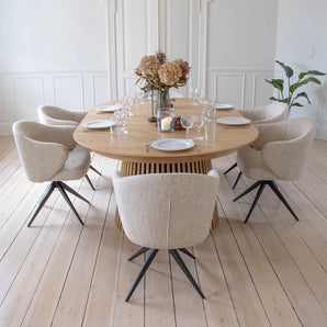 Verdal Spisebordsstol i Beige Bouclé m. sorte metal ben