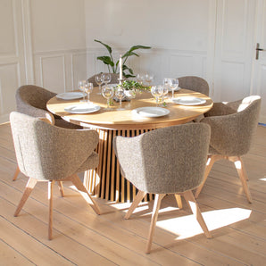 Verdal Spisebordsstol i Brun Bouclé m. Natur eg ben