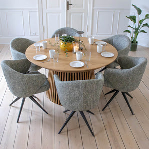 Verdal Spisebordsstol i Grøn Bouclé m. sorte metal ben