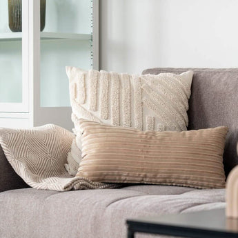 Cort plaid - Lille mønster i Råhvid/Beige Bomuld - Hofstra & Wagner