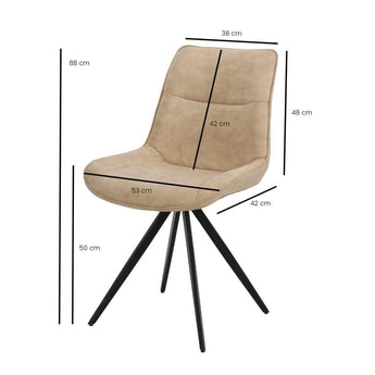 Elin spisebordsstol Beige Microfiber med drejefunktion - Hofstra & Wagner