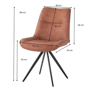 Elin spisebordsstol i Cognac Microfiber med drejefunktion - Hofstra & Wagner