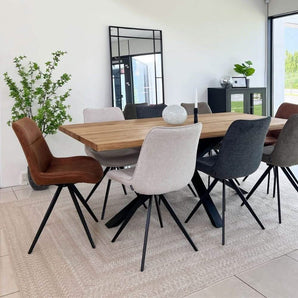 Elin spisebordsstol i Grå/brun stof med drejefunktion - Hofstra & Wagner