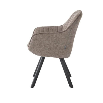 Kari Spisebordsstol - Brun Stof drejestol med armlæn - Hofstra & Wagner