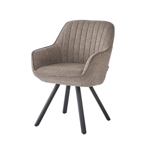 Kari Spisebordsstol - Brun Stof drejestol med armlæn - Hofstra & Wagner