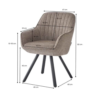 Kari Spisebordsstol - Brun Stof drejestol med armlæn - Hofstra & Wagner