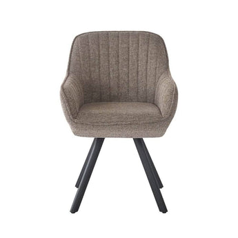 Kari Spisebordsstol - Brun Stof drejestol med armlæn - Hofstra & Wagner