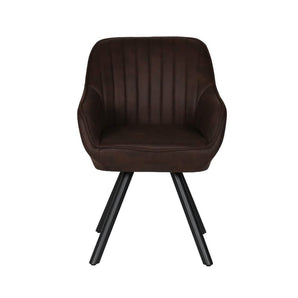 Kari Spisebordsstol - Mørke brun microfiber drejestol med armlæn - Hofstra & Wagner