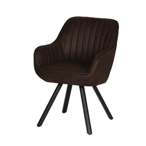 Kari Spisebordsstol - Mørke brun microfiber drejestol med armlæn - Hofstra & Wagner