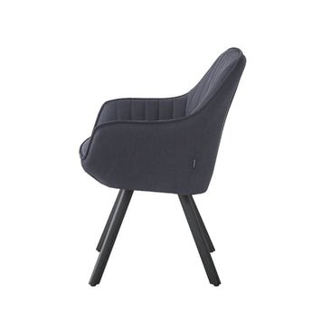 Kari Spisebordsstol - Sort microfiber drejestol med armlæn - Hofstra & Wagner