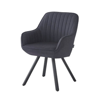 Kari Spisebordsstol - Sort microfiber drejestol med armlæn - Hofstra & Wagner