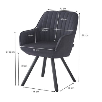Kari Spisebordsstol - Sort microfiber drejestol med armlæn - Hofstra & Wagner