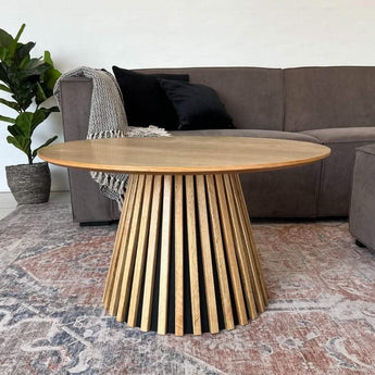 Måne Lamel Sofabord - Natur Eg Ø78 cm - Hofstra & Wagner