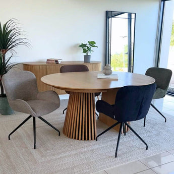 Måne Lamel Spisebord M.Tillægsplader - Natur Eg Ø120-160-200 cm - Hofstra & Wagner