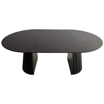 Måne Lamel Spisebord M.Tillægsplader - Sortbejdset Eg Ø120-160-200 cm - Hofstra & Wagner