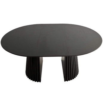 Måne Lamel Spisebord M.Tillægsplader - Sortbejdset Eg Ø120-160-200 cm - Hofstra & Wagner