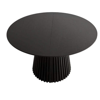 Måne Lamel Spisebord M.Tillægsplader - Sortbejdset Eg Ø120-160-200 cm - Hofstra & Wagner