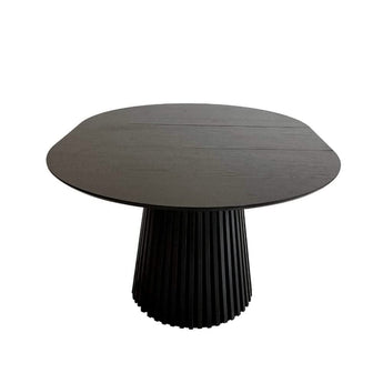 Måne Lamel Spisebord M.Tillægsplader - Sortbejdset Eg Ø120-160-200 cm - Hofstra & Wagner