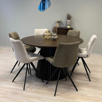 Måne Lamel Spisebord - Smoked Eg Ø140 cm - Hofstra & Wagner