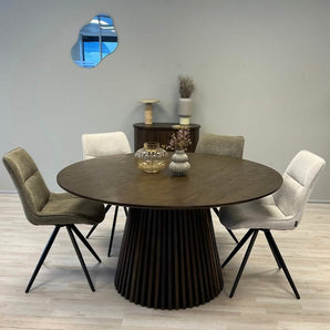 Måne Lamel Spisebord - Smoked Eg Ø140 cm - Hofstra & Wagner