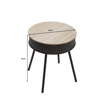 Tine Sidebord - Sort Rattan Ø40 cm - Hofstra & Wagner