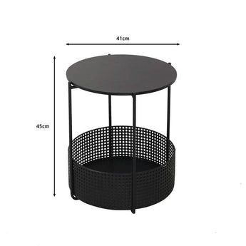 Tula Sidebord - Sort Rattan Ø41 cm - Hofstra & Wagner