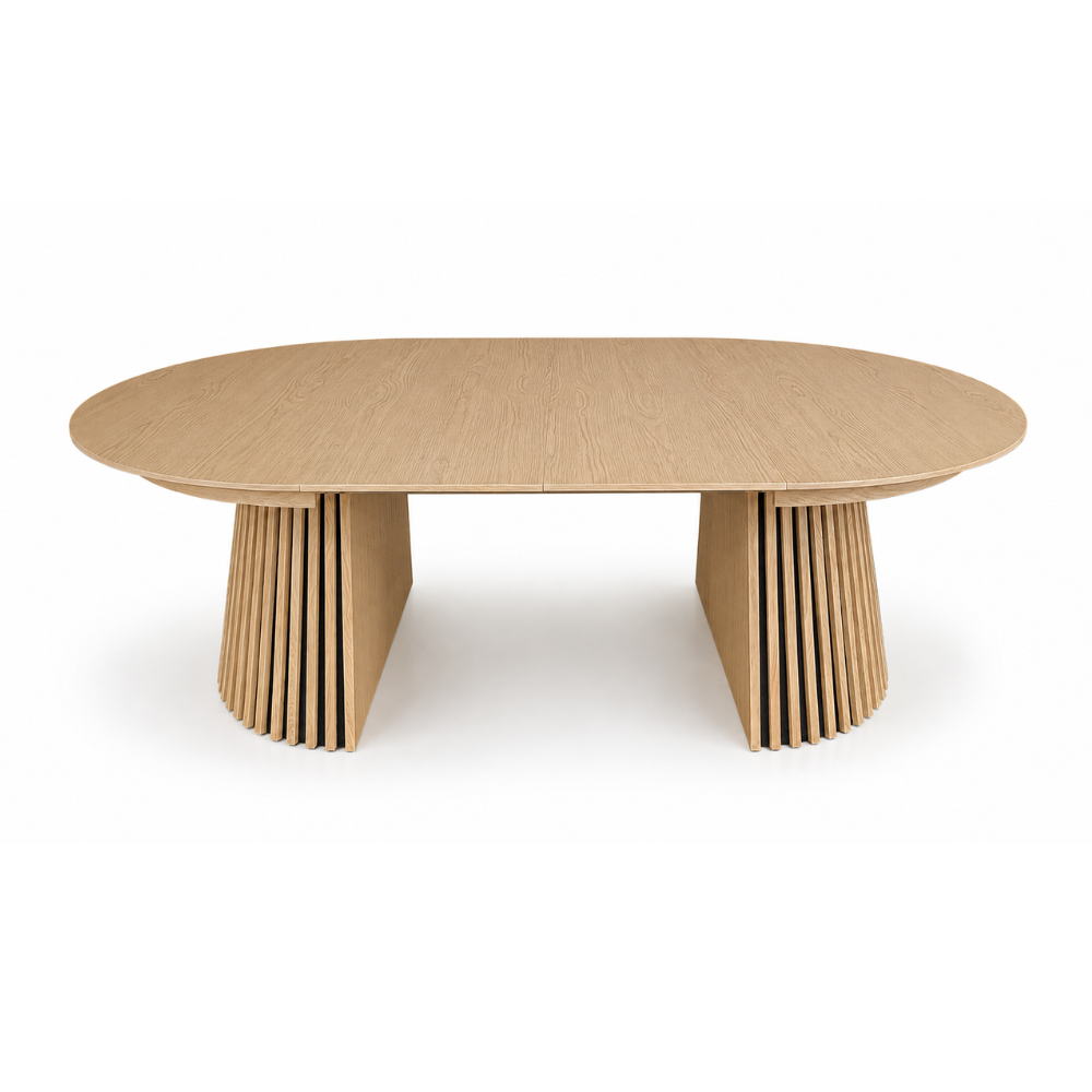 Måne Lamel Spisebord M.Tillægsplader - Lys Natur Eg Ø140-185-230 cm