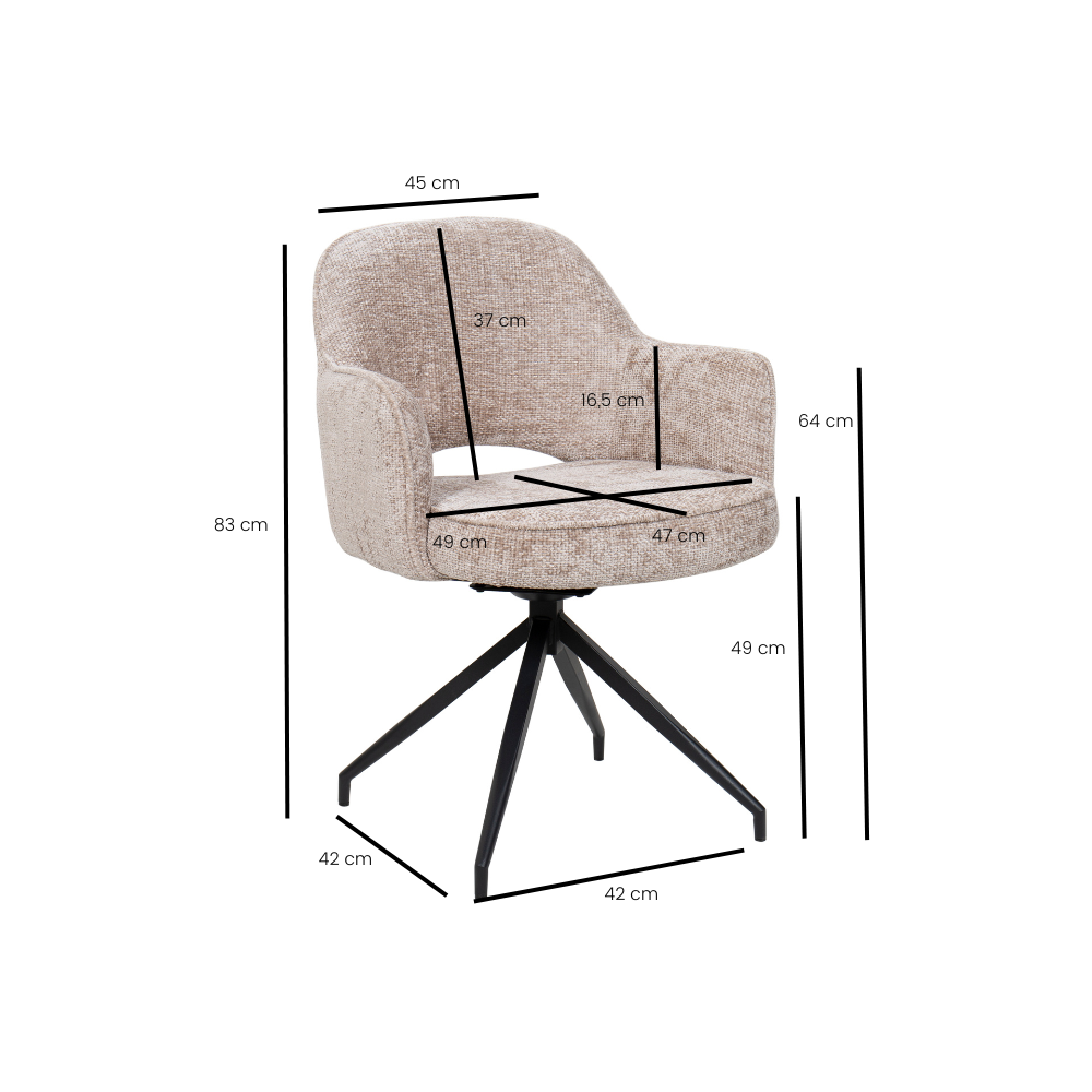 Vigga Spisebordsstol med drejefunktion - Beige Stof
