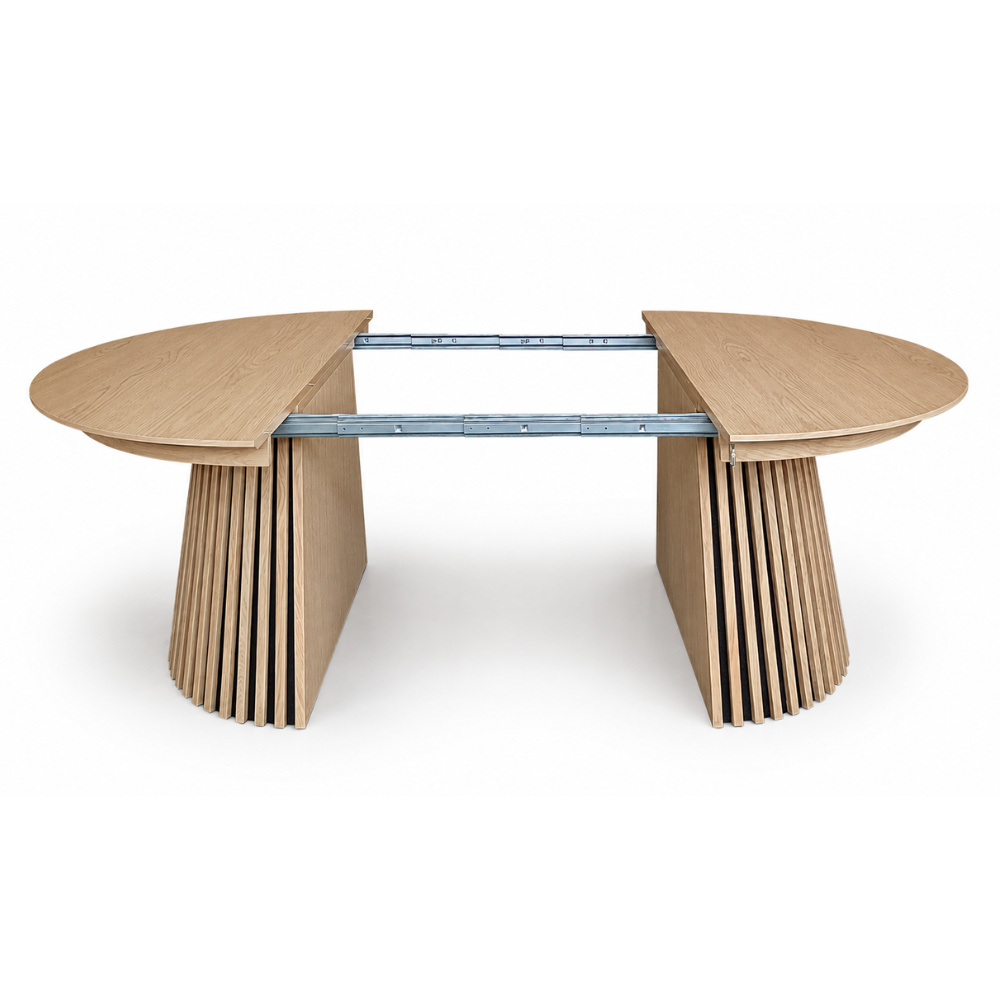 Måne Lamel Spisebord M.Tillægsplader - Lys Natur Eg Ø140-185-230 cm