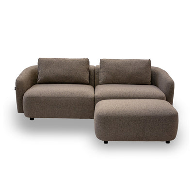Nolio Modulsofa 220 cm - Brun Bouclé inkl. puf