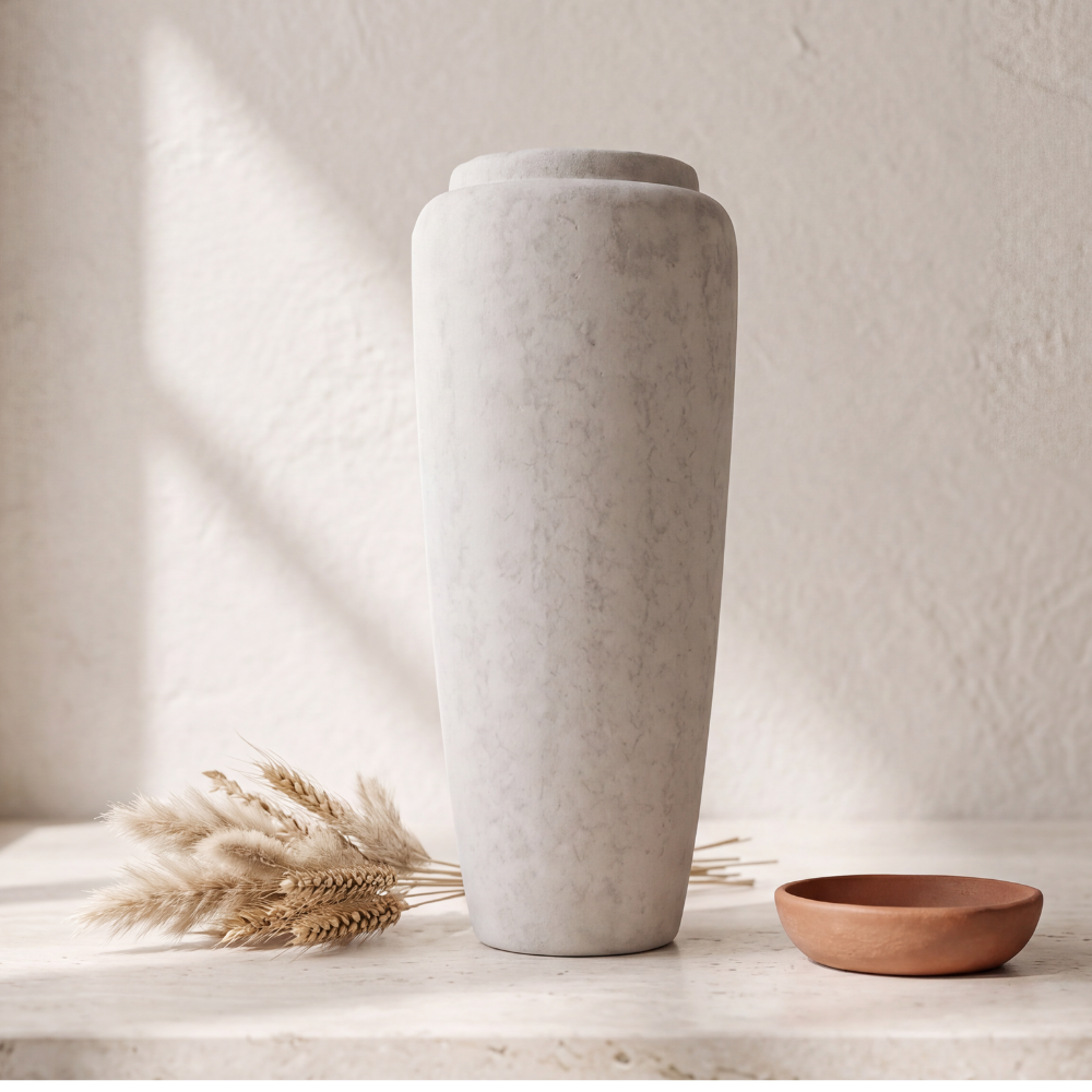 Terracotta Dekorationskrukke i hvid i 82 cm