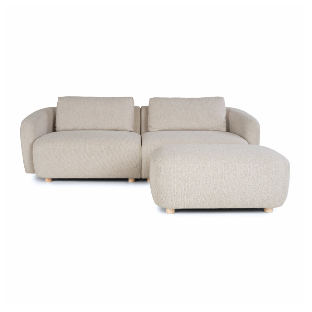 Nolio Modulsofa 220 cm - Beige Bouclé inkl. puf