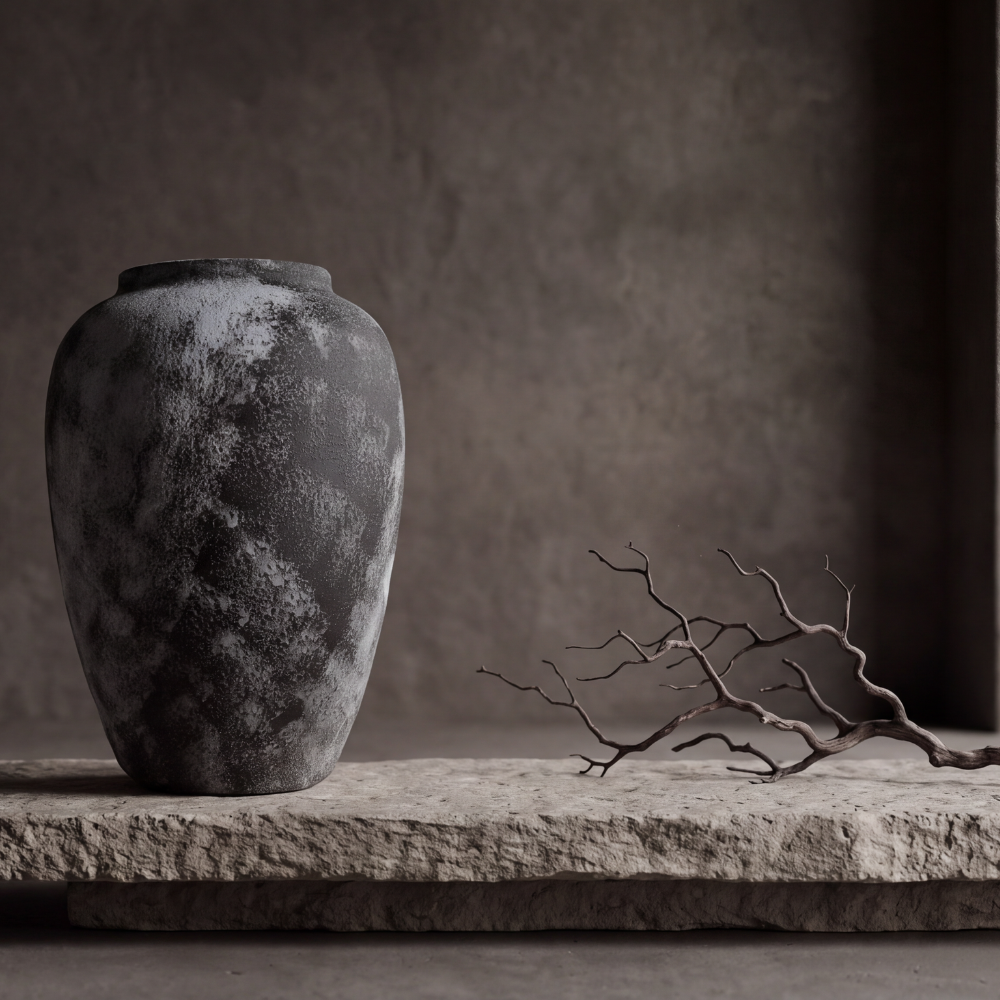 Terracotta Dekorationskrukke i grå i 43 cm