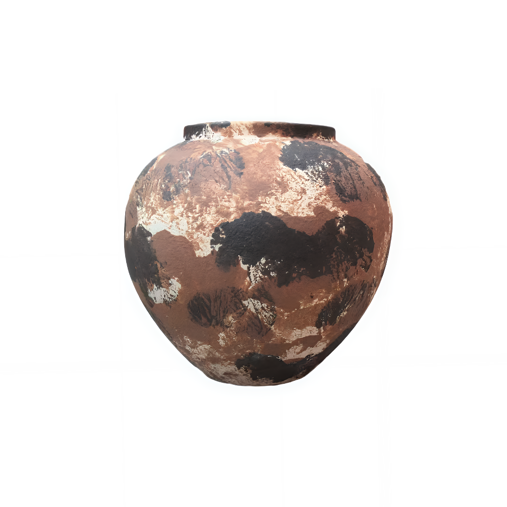 Terracotta Dekorationskrukke i beige/brun i 22 cm